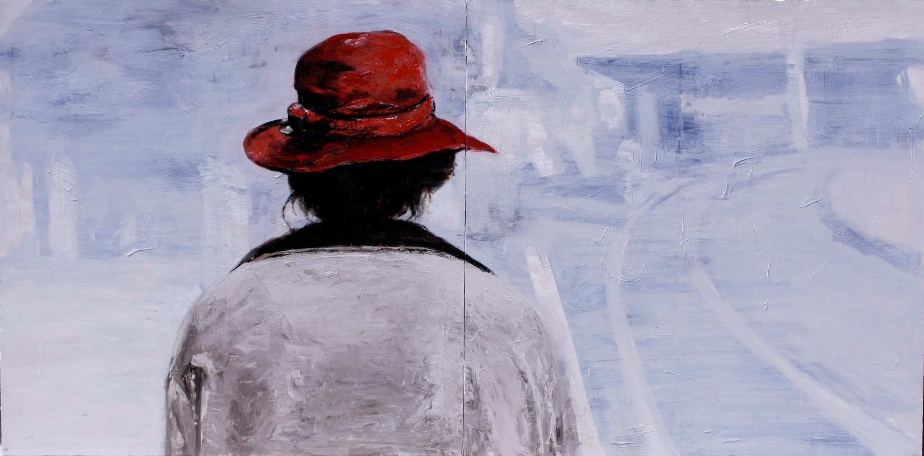 Frente al espejo, 2017. Mixta s. Lienzo 150 x 300cm