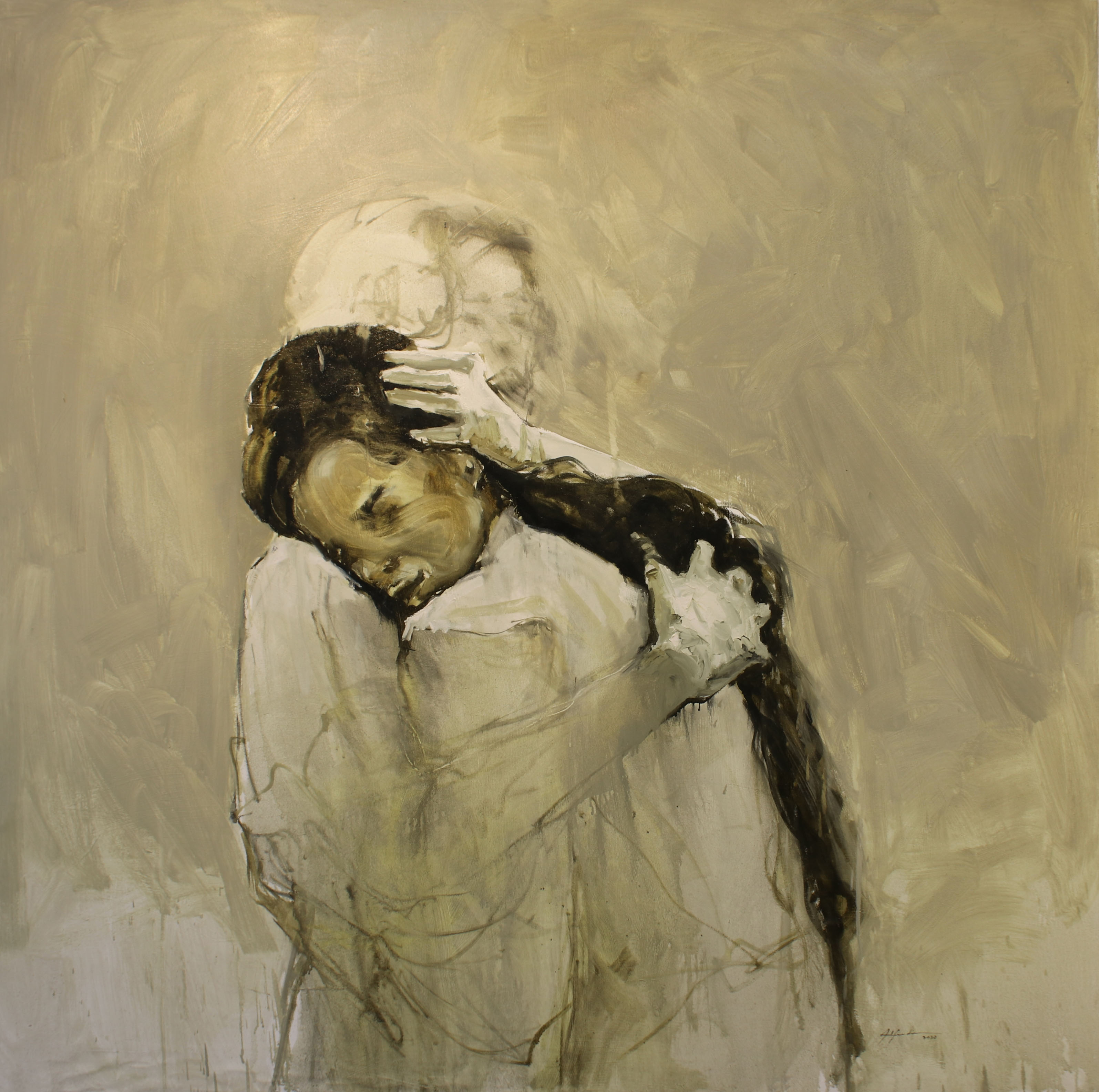 Maternidad. 2020. 150 x 150 cm. Óleo sobre lienzo.