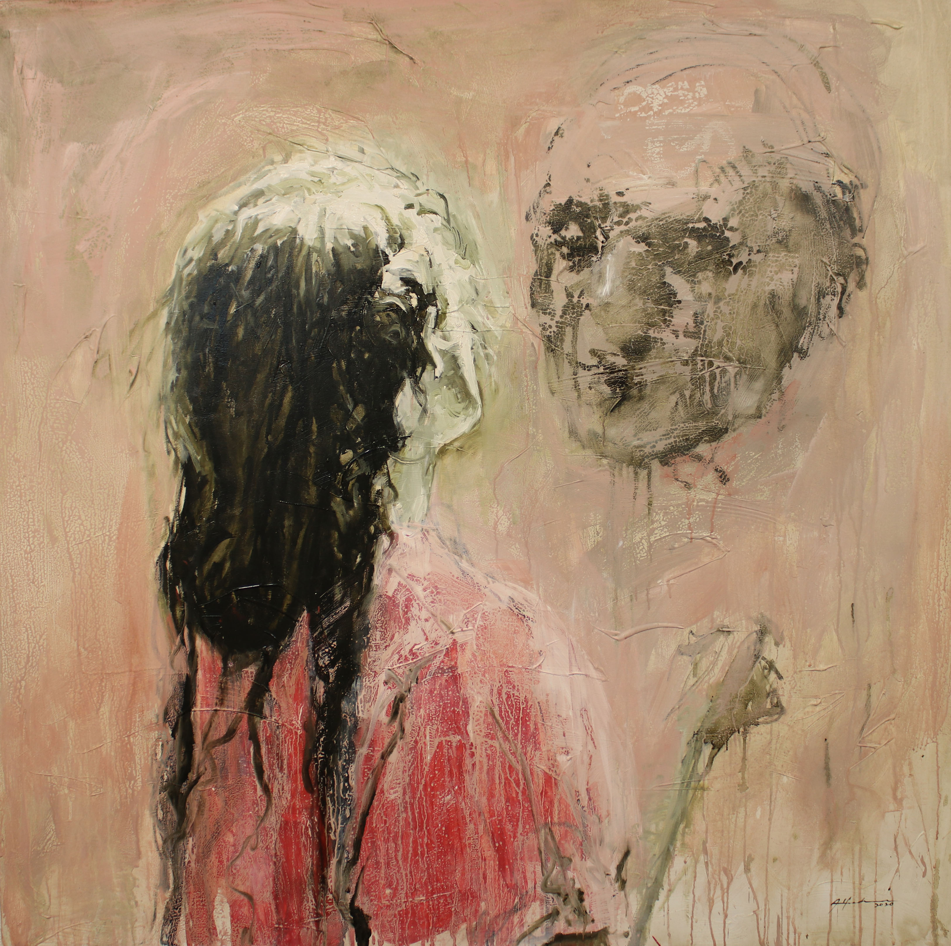 Palabras para el sabio. 2020. 130 x 130 cm. Mixta sobre lienzo