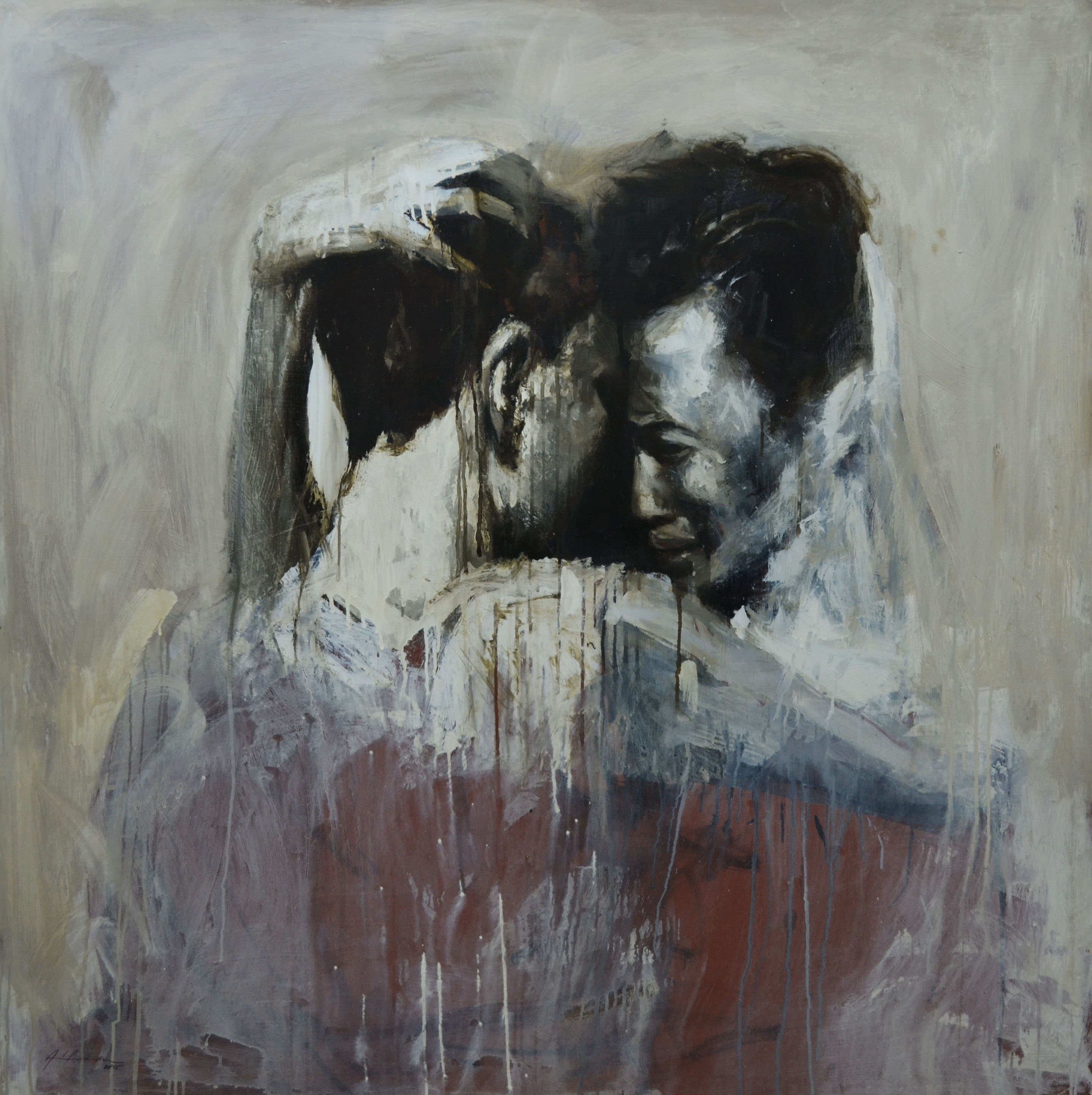 Reencuentro 2015. 130 x 130 cm Óleo sobre lienzo.