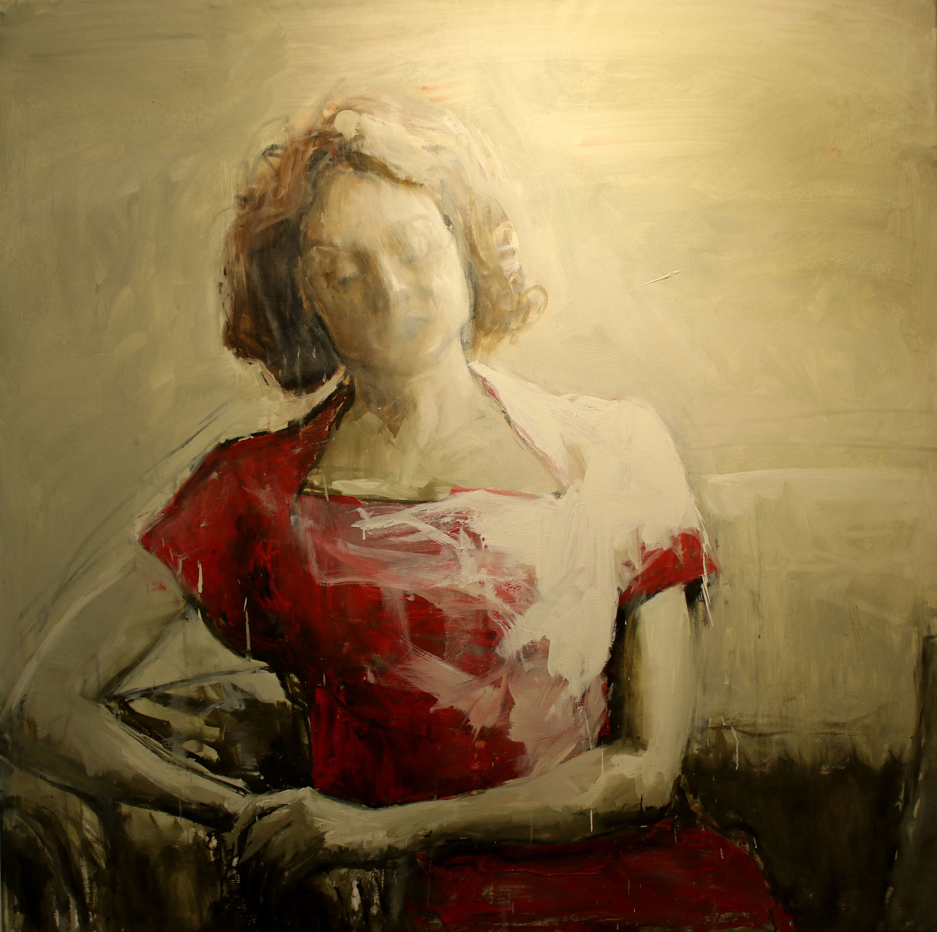 Tocada por la luz. 2020. 130 x 130 cm. Óleo sobre lienzo